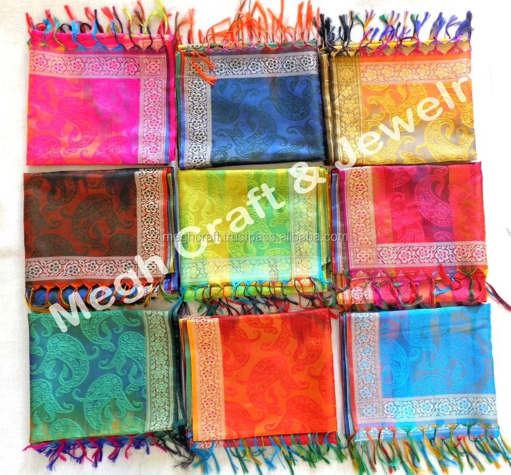 Pakistani Shawl-Indian Silk Shawl/Stole/Scarf-Silk Reversible Shawl-Winter Wear Shawl-Stole