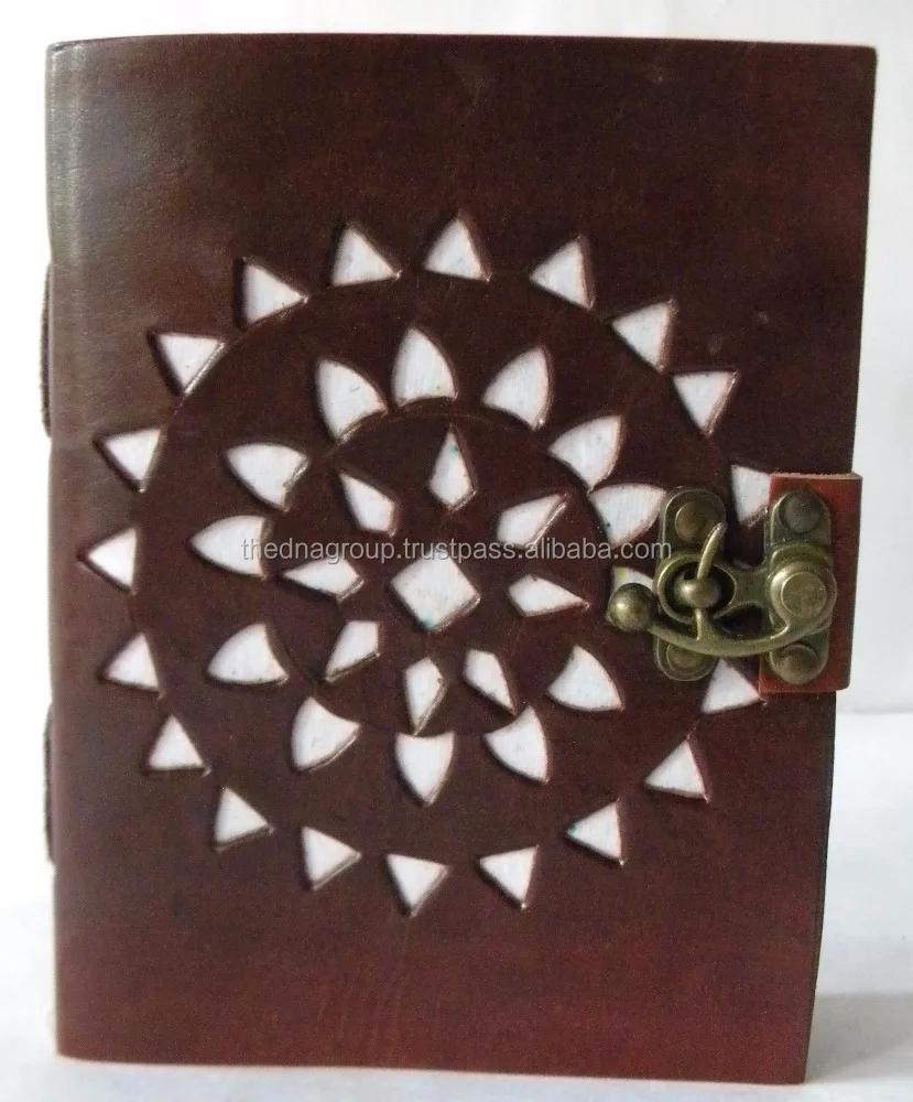 Индийский блокнот ручной работы с боковым замком кожаный журнал вырезанная работа Обычная тонкая переработанная бумага ручная работа дневник
