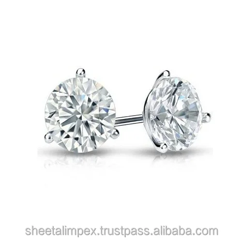 
Sheetal Impex 2.00 Tcw VS Clarity FG Color Round Shape Real Natural Diamonds Studded 18 Kt White Gold Solitaire Stud Earring 