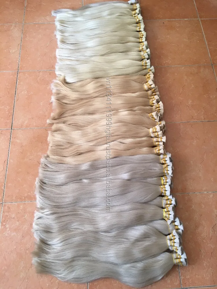 Beautiful ash blonde colour hair in bundles Russian fashionable natural hair hot trend in Europe 2017 40inches