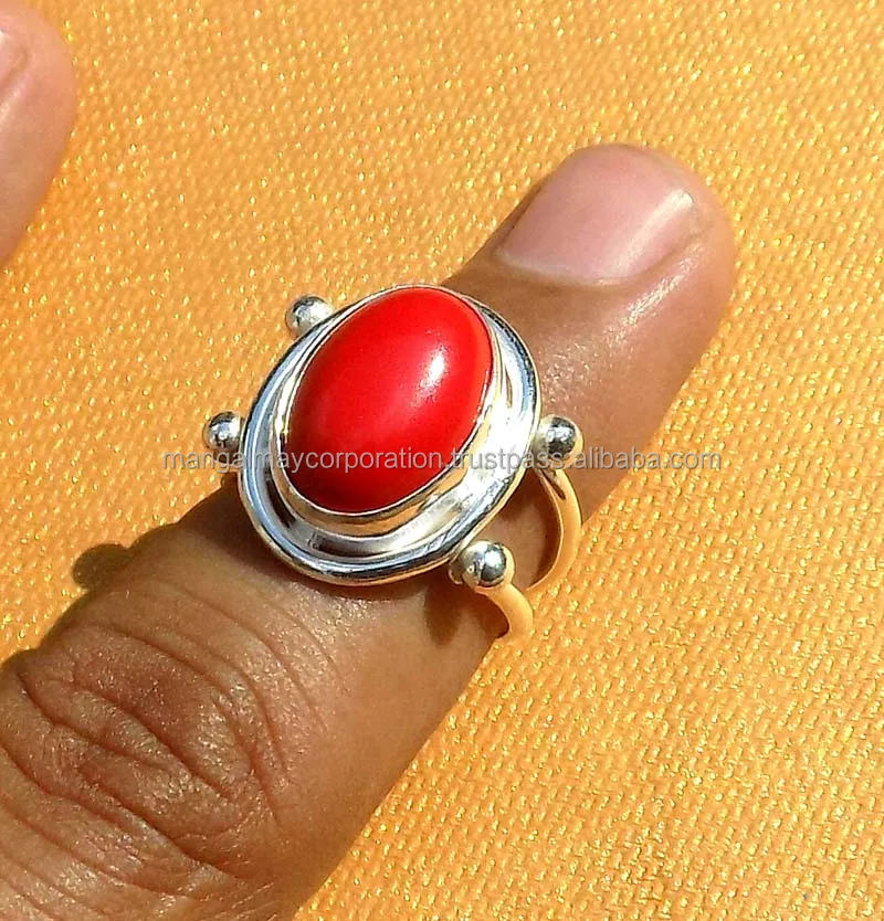 Fashion Creative Fancy Looking Oval Gems Ring Hot Design Red Carnelian Gems Silver Ring Bezel Setting Women Ring Jewelry