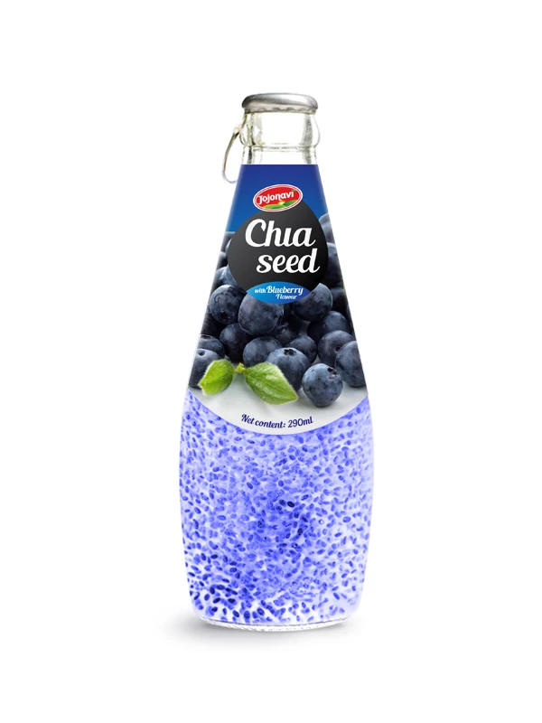 
Exporter fruit juice chia seeds drink with Orange flavor in Glass bottle 290ml 