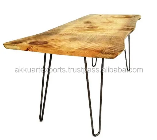 Wooden Live Edge Coffee Table , Modern Natural Curves Industrial Coffee Table