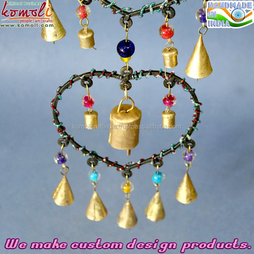 
Beaded heart-shaped theme Iron metal craft wholesale wind chimes for home & garden outdoor 