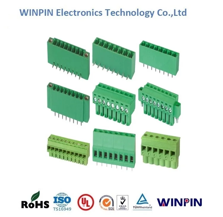 Waterproof Terminal Connectors 3.81MM Pitch 1x10PIN Pluggable Tin Plated Terminal Block