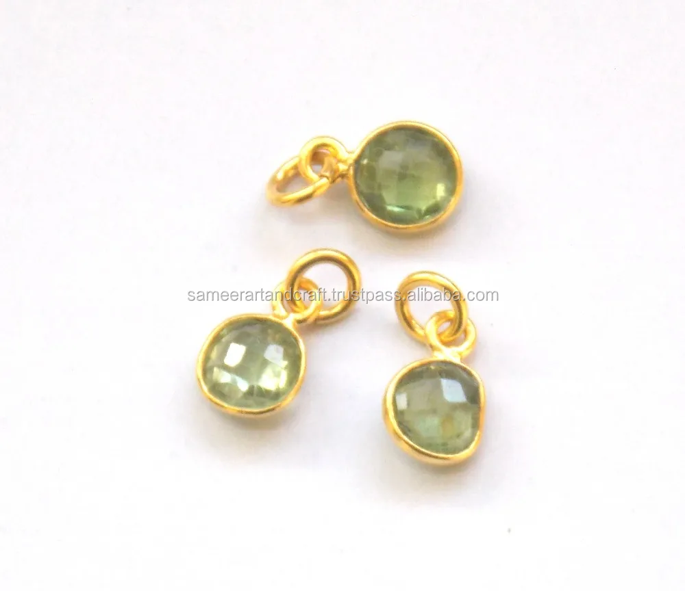 Natural Peridot Gemstone Jewelry Rondelle Shape Gold Plated Jewelry Pendant Necklace Set