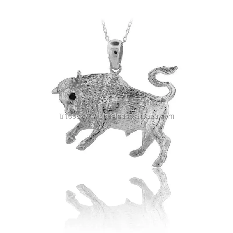 14K Solid Gold Taurus Pendant Necklace Fine Jewellery for Women Made in Turkey