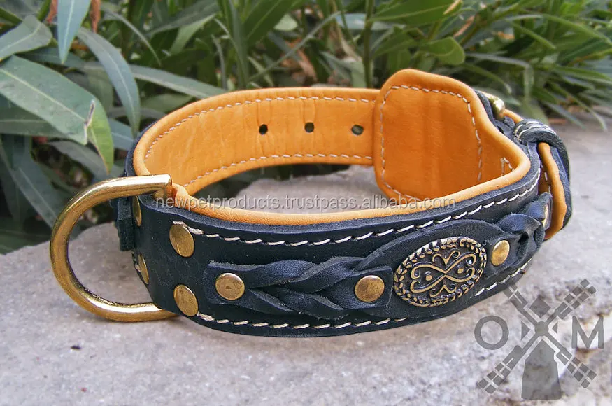 Factory Wholesale Price Genuine 100% Personalized Customized Leather Dog Collars for Lovely Pets