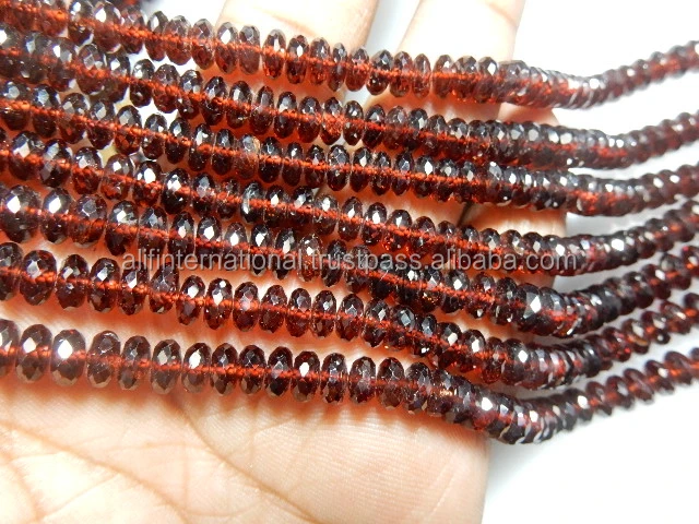Indian Manufacturer Gemstone Beads 100% Natural Mozambique Garnet Faceted Rondell Beads Size 6MM Wholesale Price