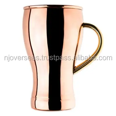 Solid Copper Pint Glasses with Handle