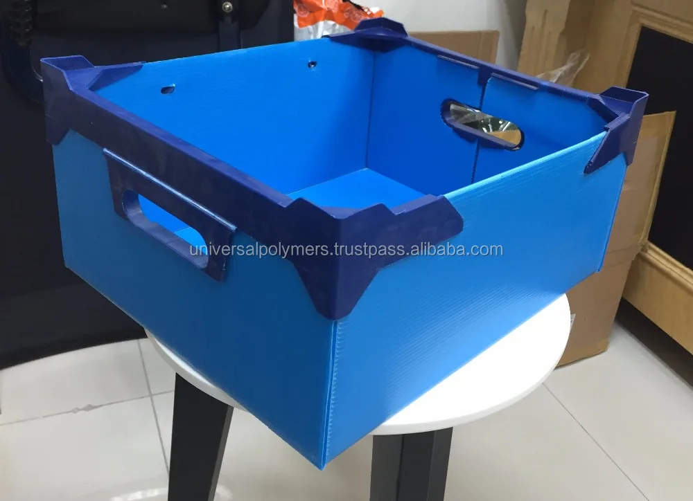 UP PP plastic corrugated boxes blue color 600 x 400 x 300 mm customized size food grade ASTM  iso 9001:2015 industrial grade
