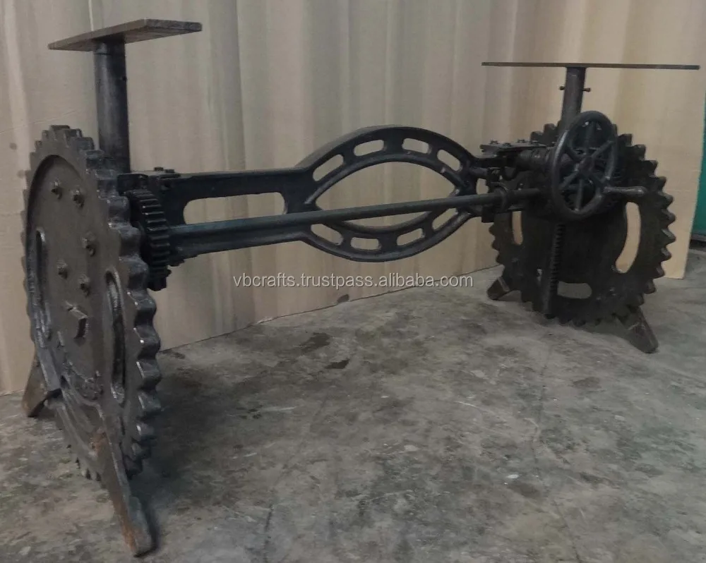 Cast Iron Worm Gear Crank Mechanism Hand Lifting Adjustable Cafe Restaurant Banquet Wedding Party Dining Table