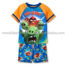 Alibaba Sports wear t-shirt Manufacturers in Ludhiana Rubber Print Moisture Absorption Kids pajama set.
