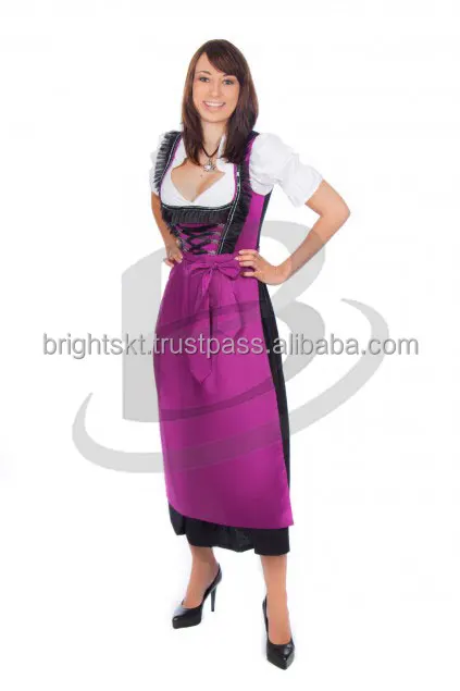 Custom Embroidery long Dirndl with blouse & apron/Trachten Dirndl Dress / Traditional Bavarian long Dress (Oktoberfest Garments)