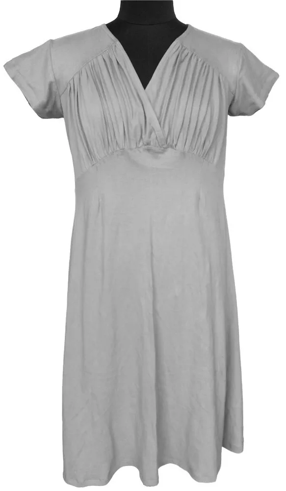 V Neck Maternity Dress with Half Sleeves Pleated Bust Organic Spandex Cotton Bamboo Fabric for Work Occasions Order Model Number