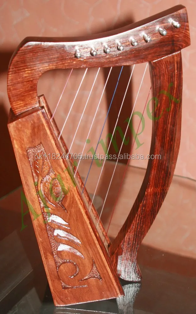 
8 Strings Celtic Engraved Harp - Rosewood Irish Harp 