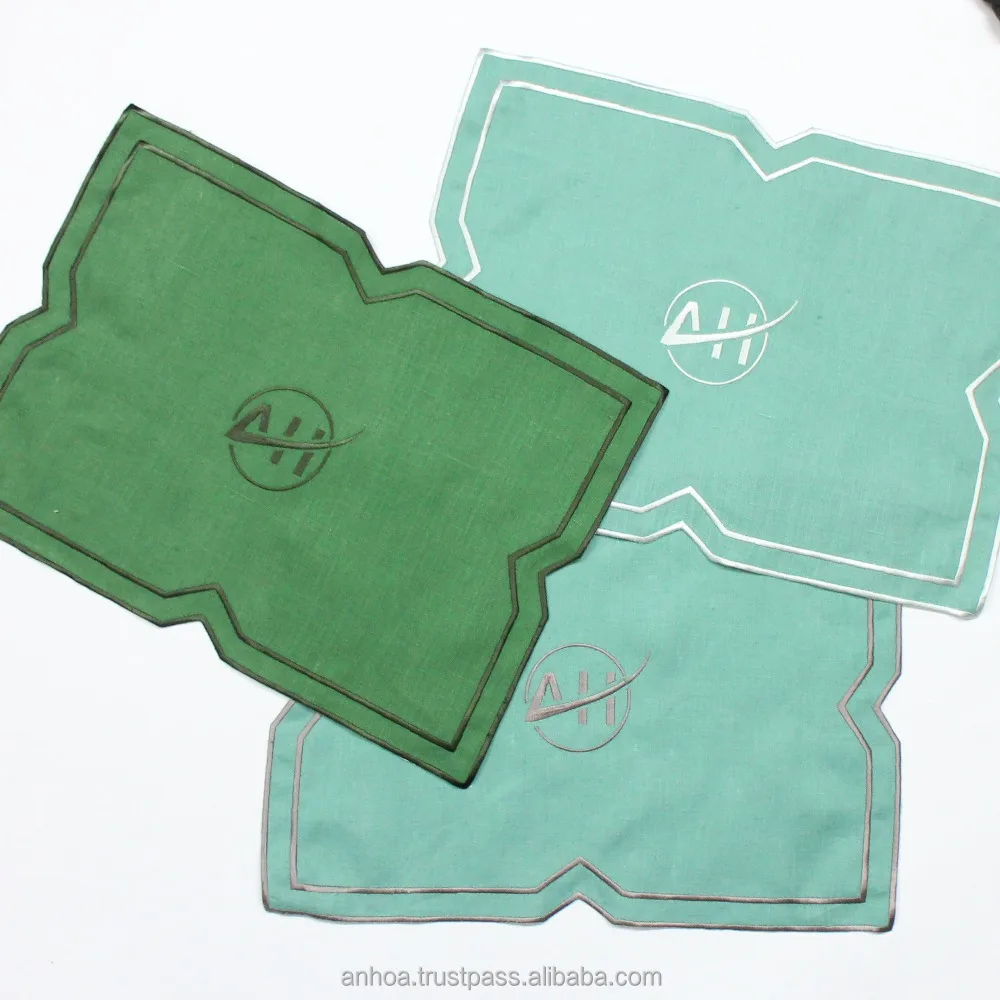 
Custom Logo Embroidered Edge Placemat Or Napkin 