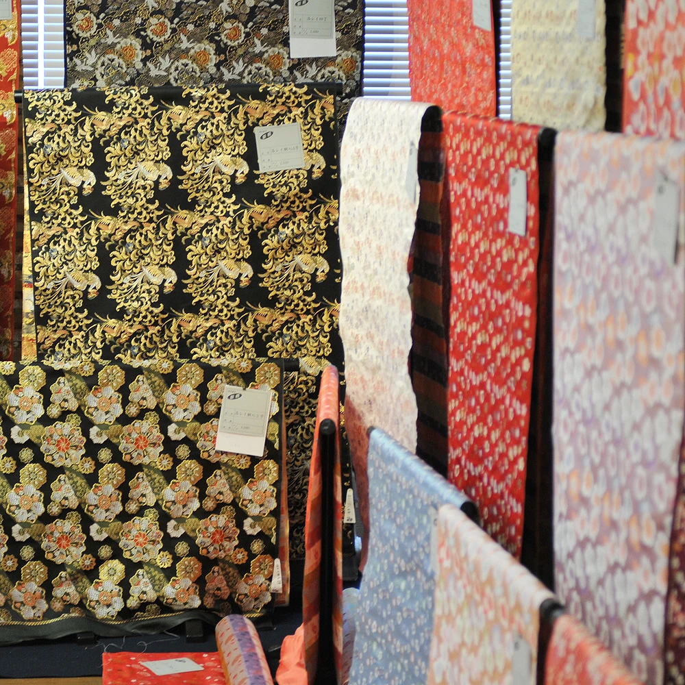 Japanese Kimono brocade fabric with many colors and design made in Japan, American companies looking for distributors
