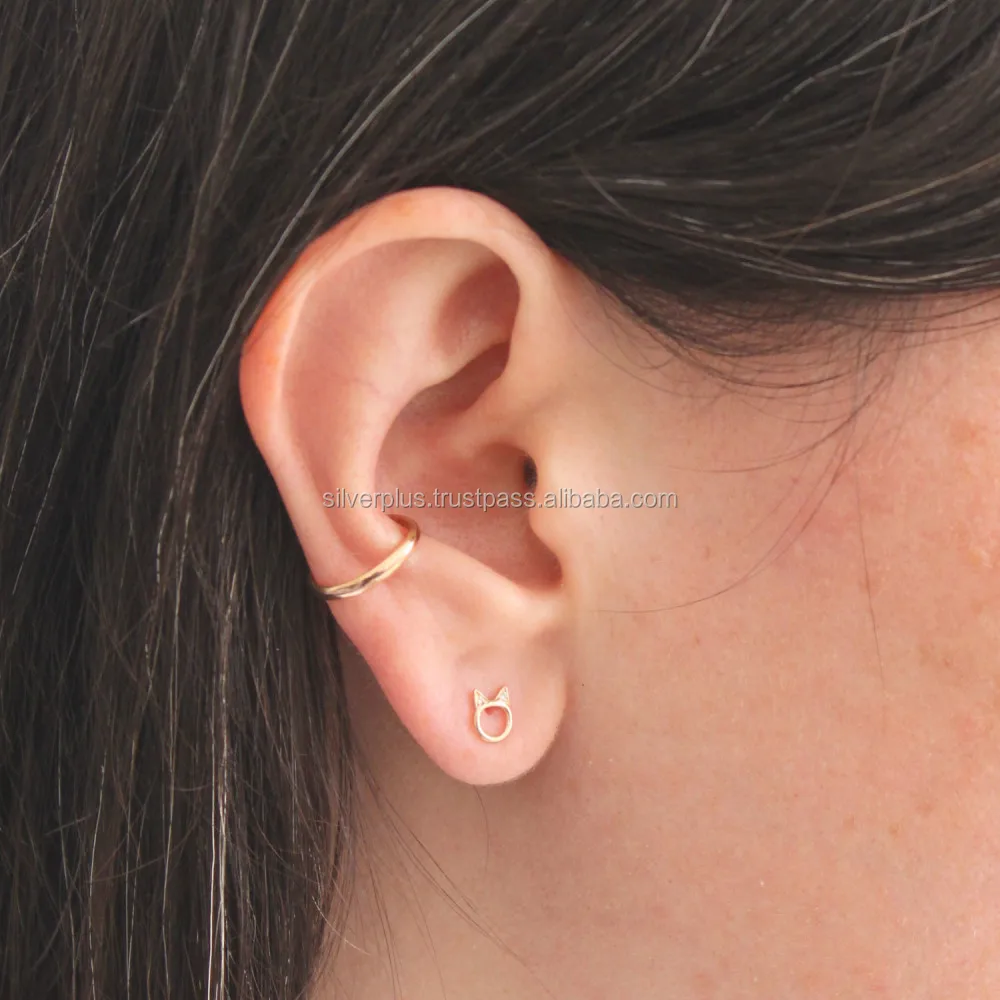 18k Yellow Gold Real Diamond Stud Earrings, This Earrings Available in All Three Gold Rose / Yellow / White