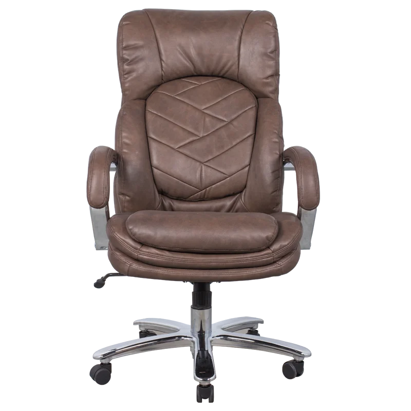 High back quality manager ergonomic computer PU swivel desk office chair with heavy duty chrome base Carmen 6100 Black Brown