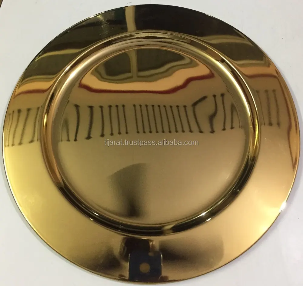 Charger Plates / Serving Plate / Metal Plate GOLD Plate Dish Round Stainless Steel Customized Pattern Engraving Polish