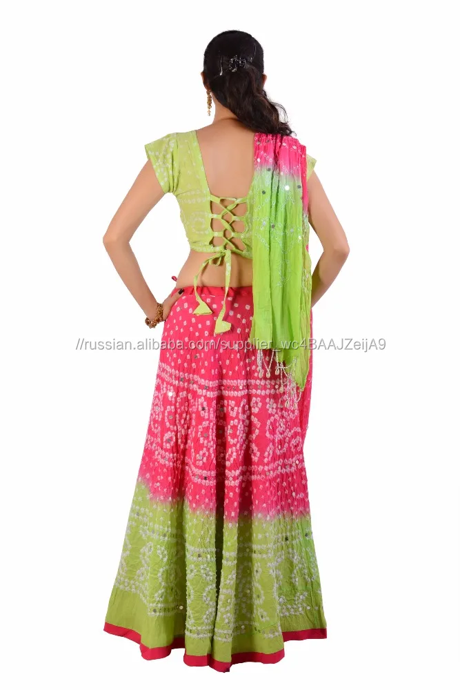 Раджастхани Bandhej Lehenga Чоли Для Женщин