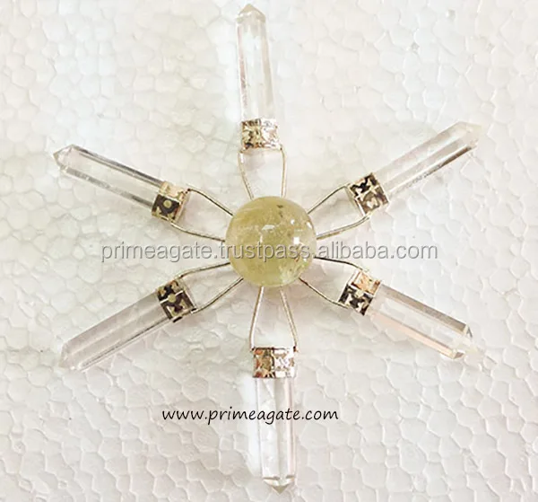 Latest Crystal Quartz 6 Points Energy Generator With Crystal Ball | Prime Agate Exports | India