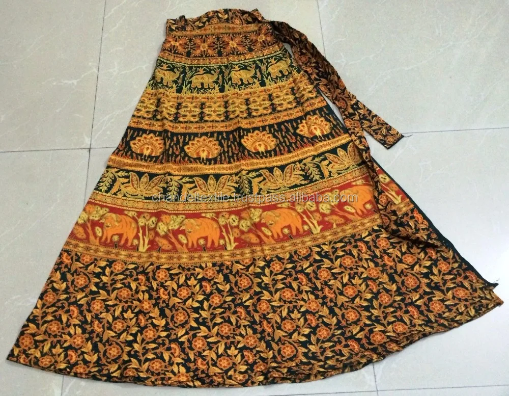 Indian Traditional Cotton maxi skirt wrap on sarong peasant boho Cotton Designer Printed Animals Wraparound Women Skirts