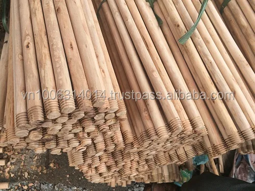 Smooth surface natural thick wooden broom stick