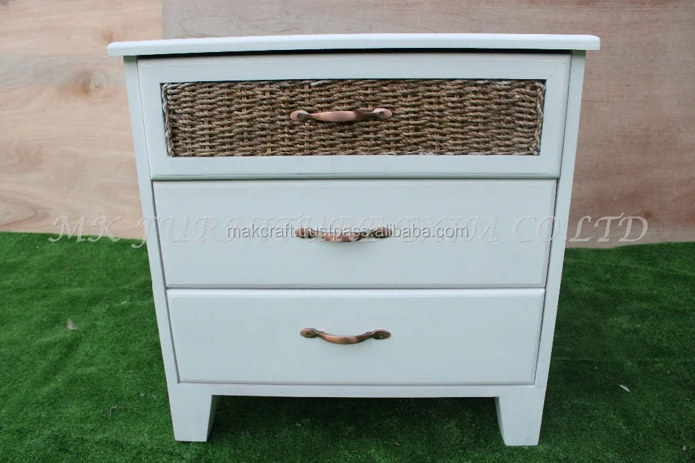 
Water Hyacinth Indoor Rattan Small Cabinet 3 Drawers Living Room Furniture Accessories Products 
