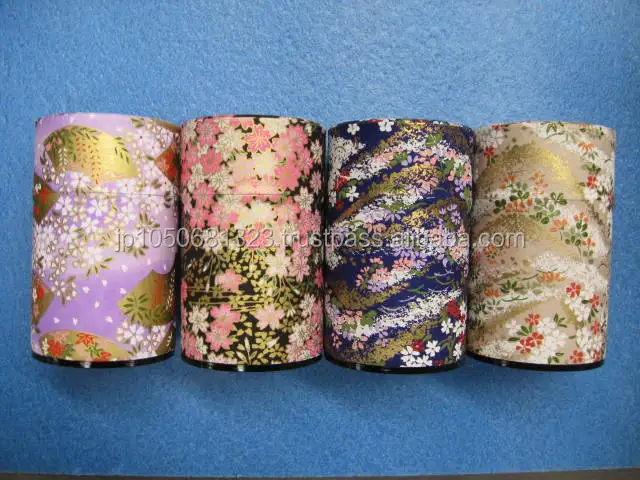 High quality washi wrapped can for tea storage and gift wrapping made in Japan