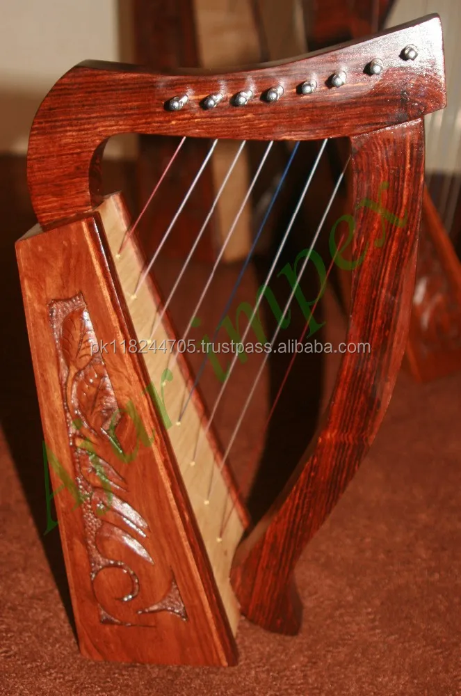 
8 Strings Celtic Engraved Harp - Rosewood Irish Harp 