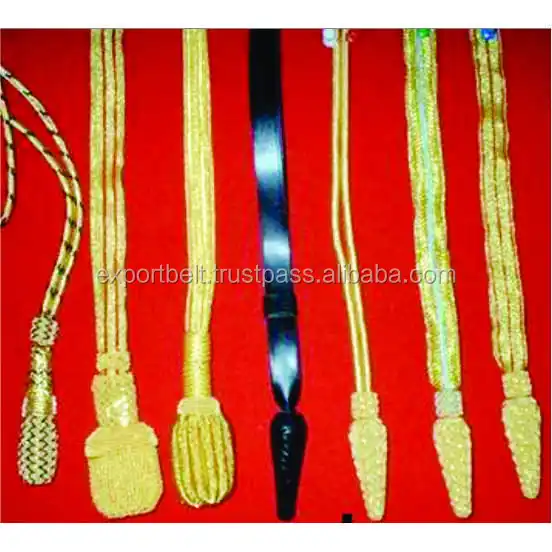 Gold and Silver Sword Knot Portepee Chile Ecuador Flag Ship Bullion Wire Sword Knots Wholesale Porteppee Knots High Quality