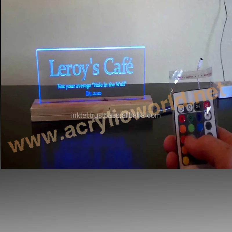 Акриловый светящийся столешный знак с гравировкой на заказ СВЕТОДИОДНЫЙ краях светодиодные знаки из перспекса подсветкой
