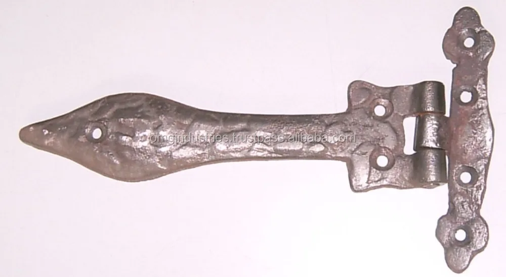 OMG Industries Heavy Duty Iron Door Hinge T-Strap Shed Black Barn Fancy Gate Hinges