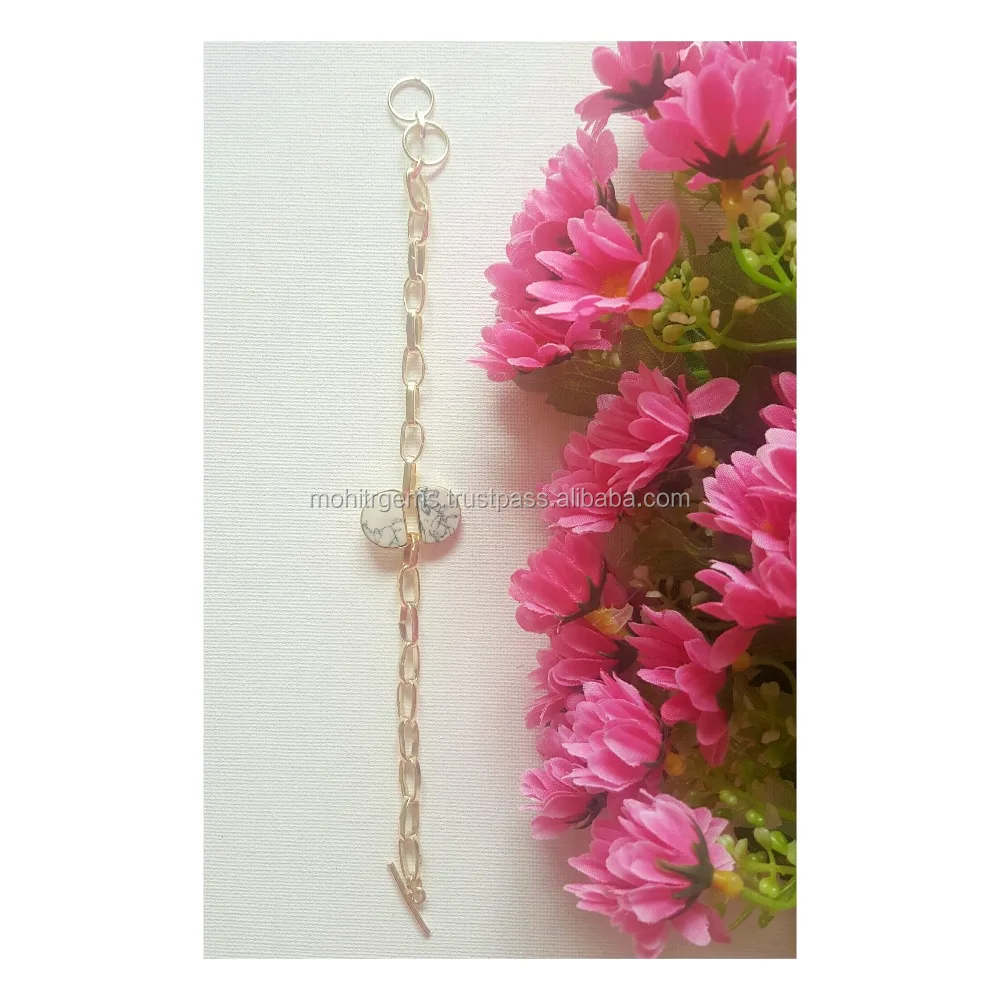 22 Carat Gold Plated White D-Shape Simple Chain Bracelets Custom Wholesale Items For Womens And Girls Accessories