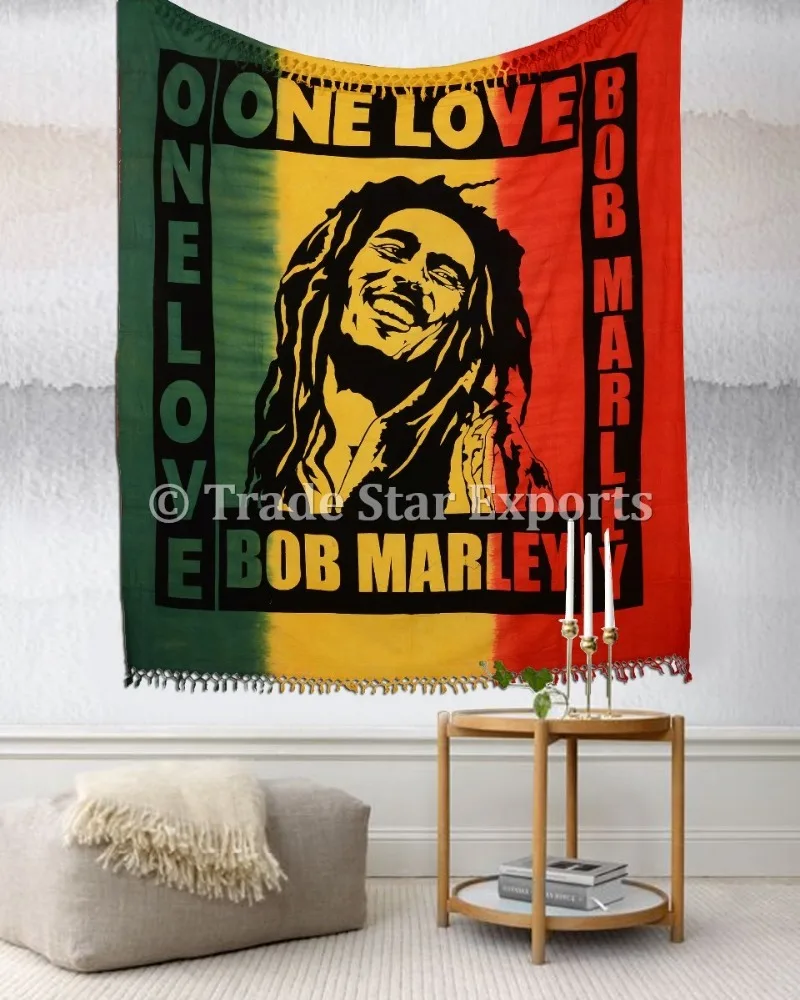 Bob Marley One Love Queen Tapestry Indian Hippie Bedspread Boho Wall Hanging Hand made Wall Hanging Tapestry