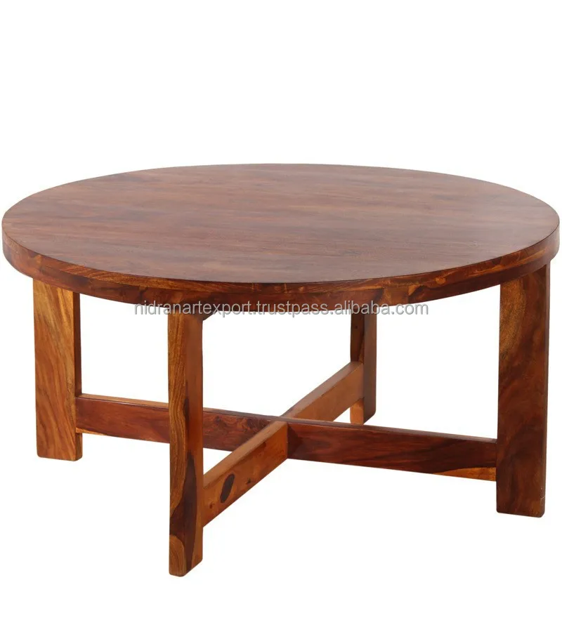 industrial & vintage old teak reclaimed solid wood Living room furniture round coffee table
