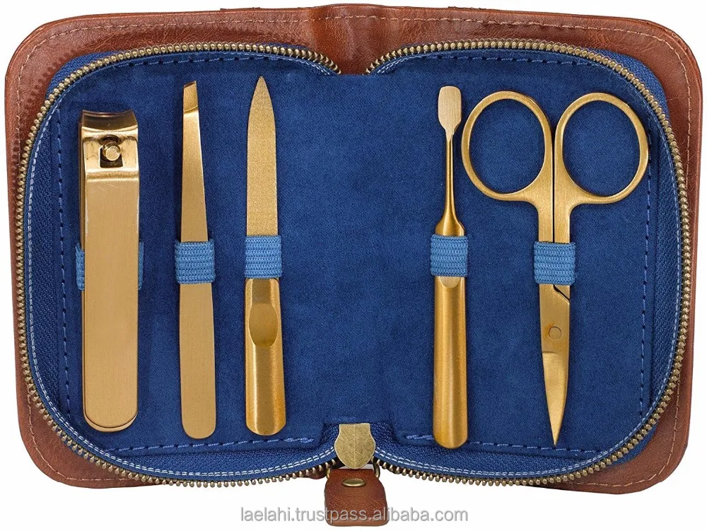 2024 HOT SELL Manicure Set 5 in 1 Stainless Steel Professional Pedicure Kit Nail Scissors Grooming Kit with Leather Travel Case