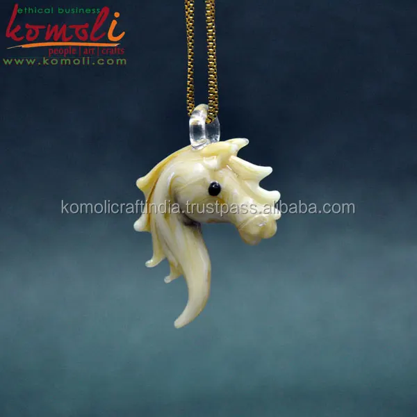 glass custom pendant abstract jewelry fashion yellow horse head animal pendant
