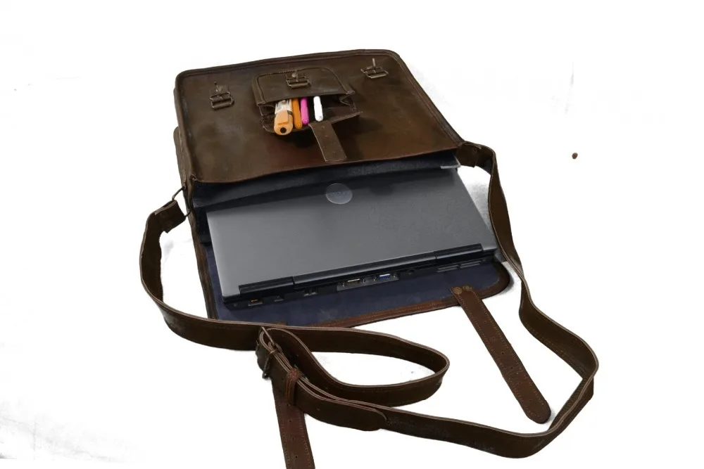Genuine Leather Laptop Briefcase Custom Logo Office Bags Genuine Office Laptop Messenger Man Luxury Soft Crossbody Shoulder Bags