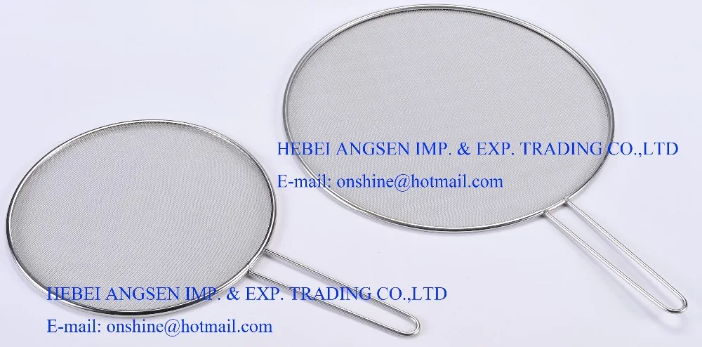 high quality 33cm fine mesh splatter screen with wooden handle