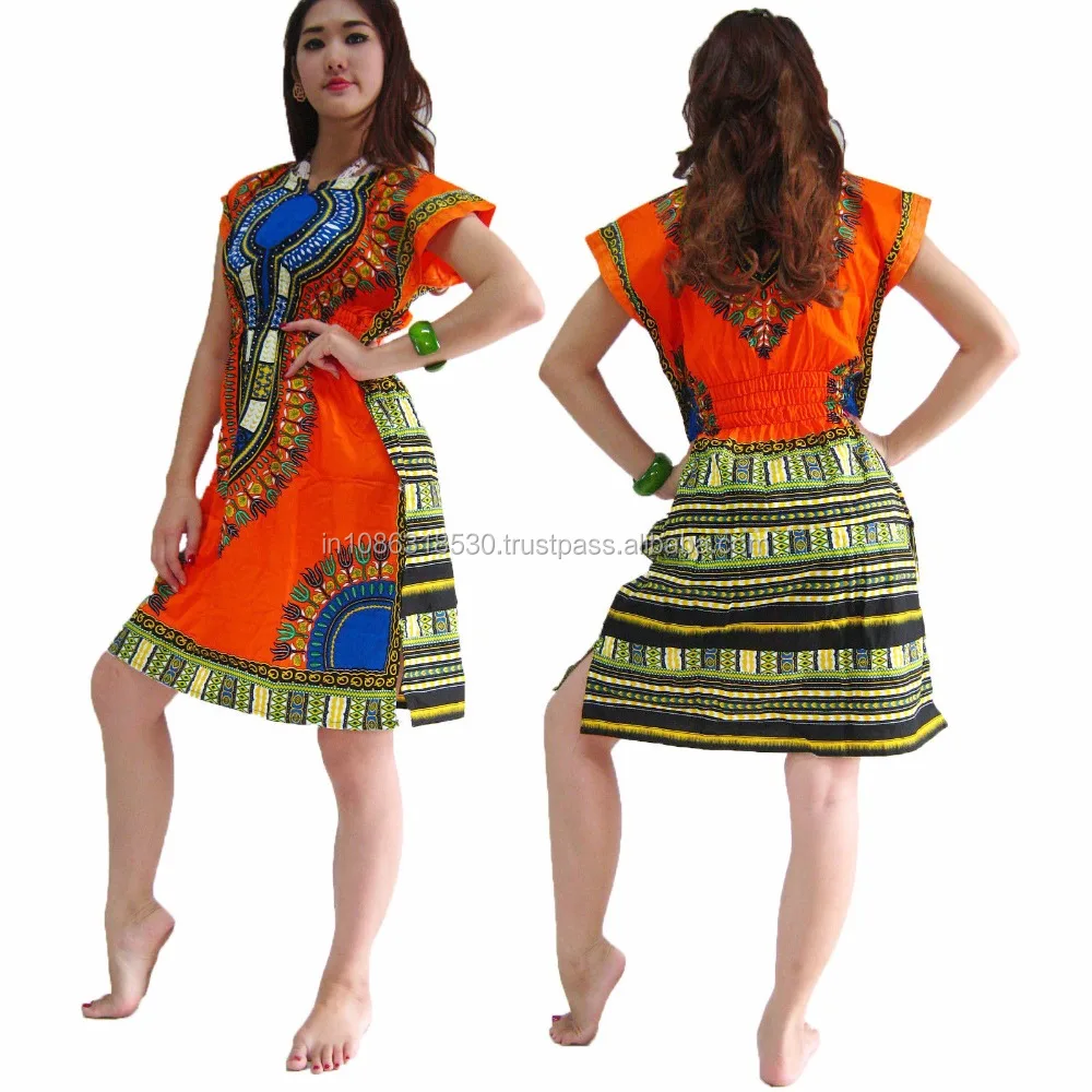 Mini Dress MJF African Dashiki Kaftan Boho Top Beach Bikini Cover Up Lady Blouse caftan Hippie Boho Dress Kimono Look Plus Size