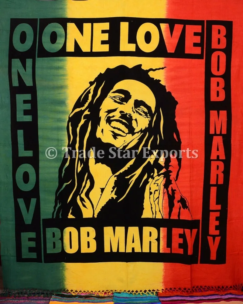 Bob Marley One Love Queen Tapestry Indian Hippie Bedspread Boho Wall Hanging Hand made Wall Hanging Tapestry
