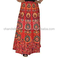 
Indian GYPSY Handmade Cotton Long Skirt Boho Wrap Around Mandala Sarong Block Print Hippie skirt Dress wholesale 