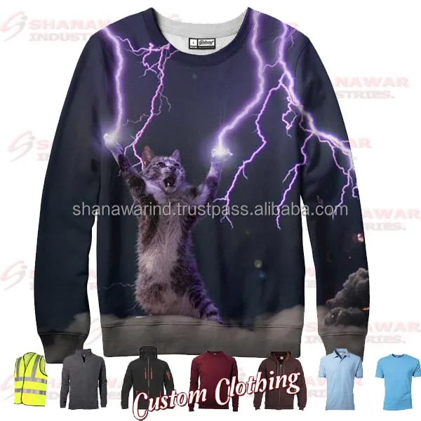 Sublimation Fashion Pullover No Hood Crewneck Sweatshirt OEM 100% Polyester Hoodie Custom Pattern Logo