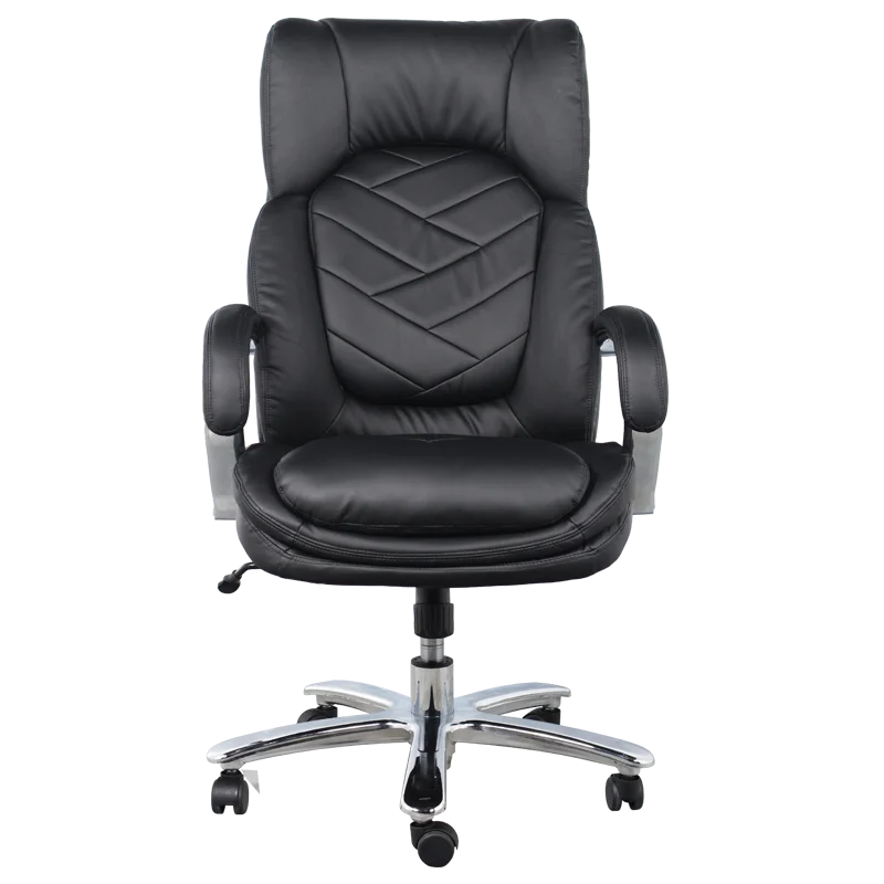 High back quality manager ergonomic computer PU swivel desk office chair with heavy duty chrome base Carmen 6100 Black Brown