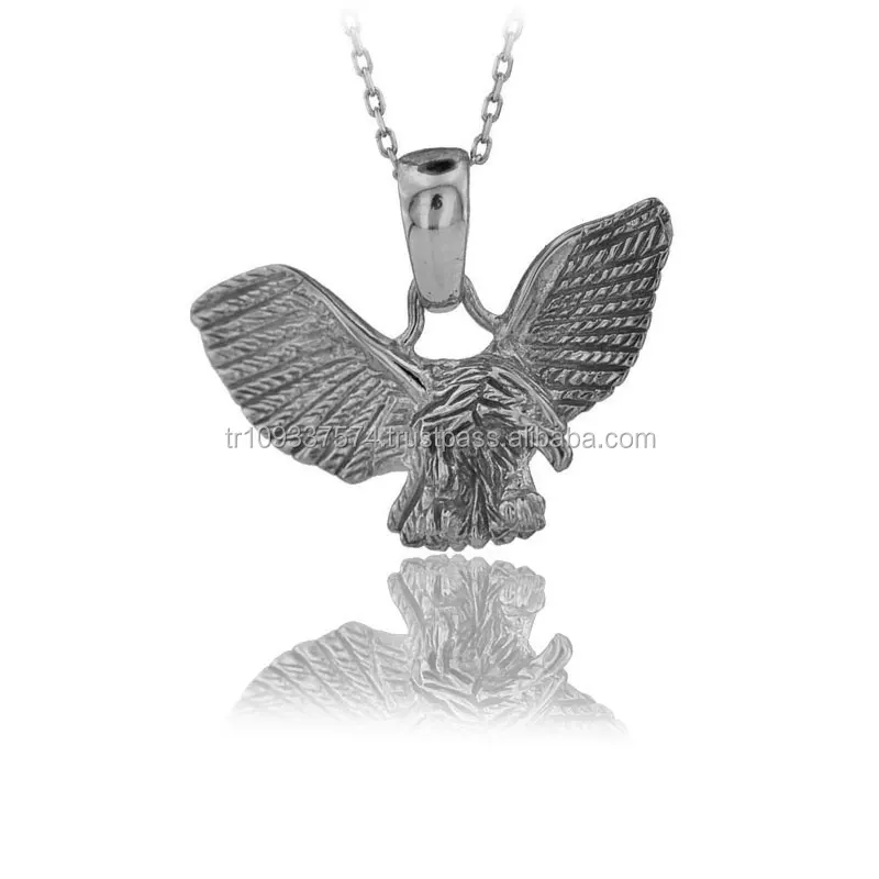 14K Solid Gold Tri Color Eagle Charm Pendant Necklace Animal Necklace Fine Jewellery for Women Made in Turkey
