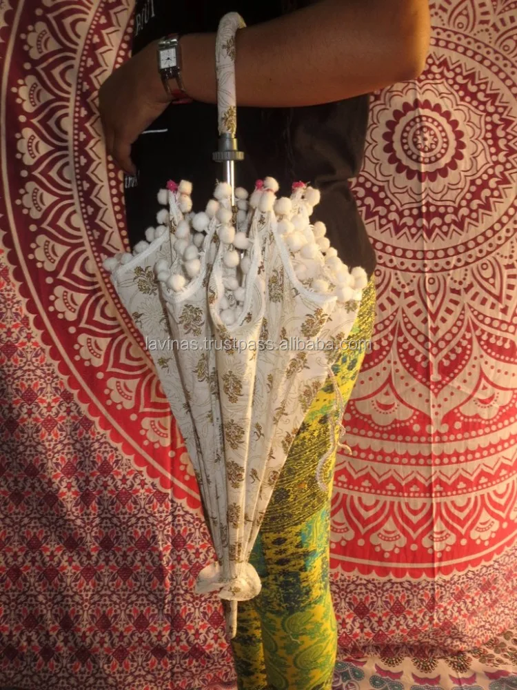 Cotton Hand Block Printed Handmade Parasole Sun Protection Umbrella Wholesaler