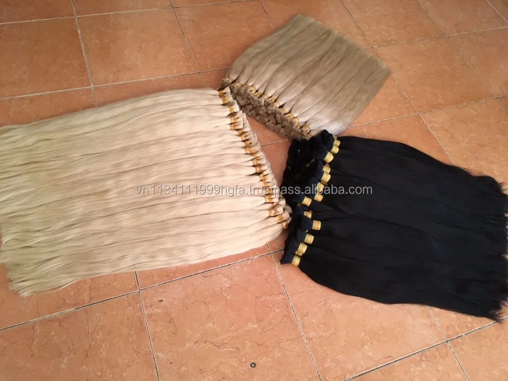 
EKKO blonde keratin #613 color Hair Extensions Straight Hair in bulk 15